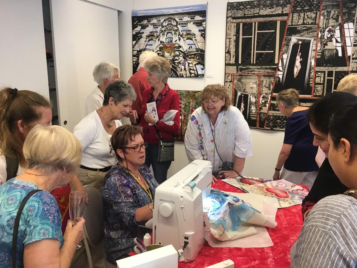 Machine embroidery demonstration by the artist Sue de Vanny