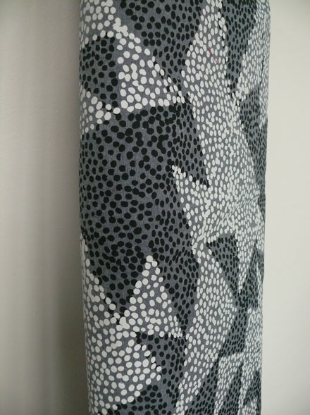 Black & White Mosaic Design Print on Blue Denim Cotton