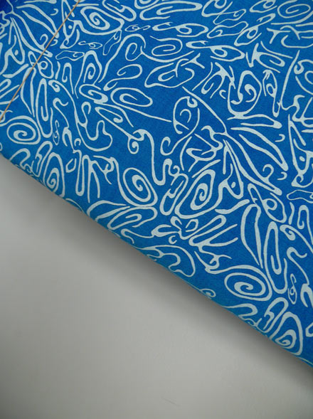 White Swirl Print on Shade of Blue 4A Shot Cotton