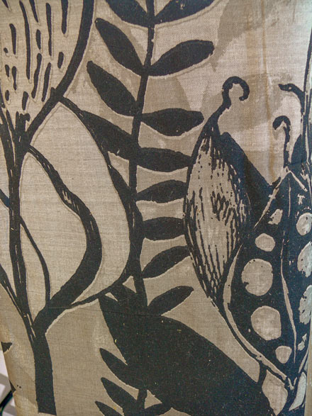 Gum Blossom & Seed Pods Print on Brown Shot Cotton