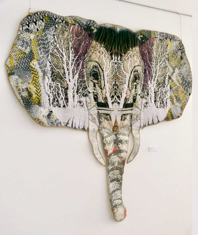 Originally a scene of statues in a garden in a Viennese palace. Now an embellished elephants head. This evocative piece radiates a sadness of the elephants plight in its own beauty.