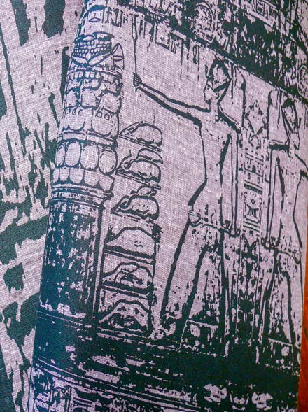 Screen Printed Egyptian Scenes on Linen Rami