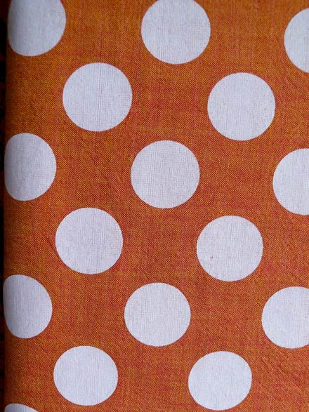 White Spot Pattern Print on Orange Shot Cotton