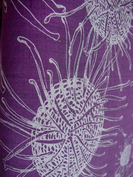 Pin Cushion Print on Purple Shot Cotton