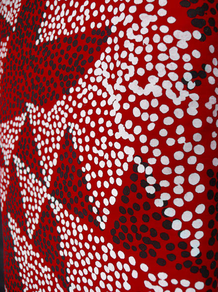 Black & White Mosaic Print on Red Slub Cotton